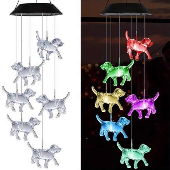 JOBOSI Dog Crystal String Lights Solar Windchimes - Picture 1 of 4